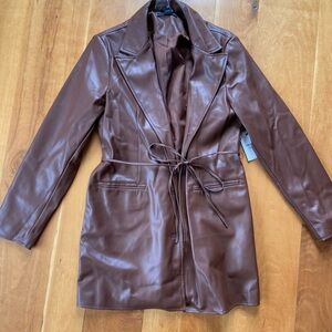 Forever 21 Chocolate Brown Fake Leather Jacket